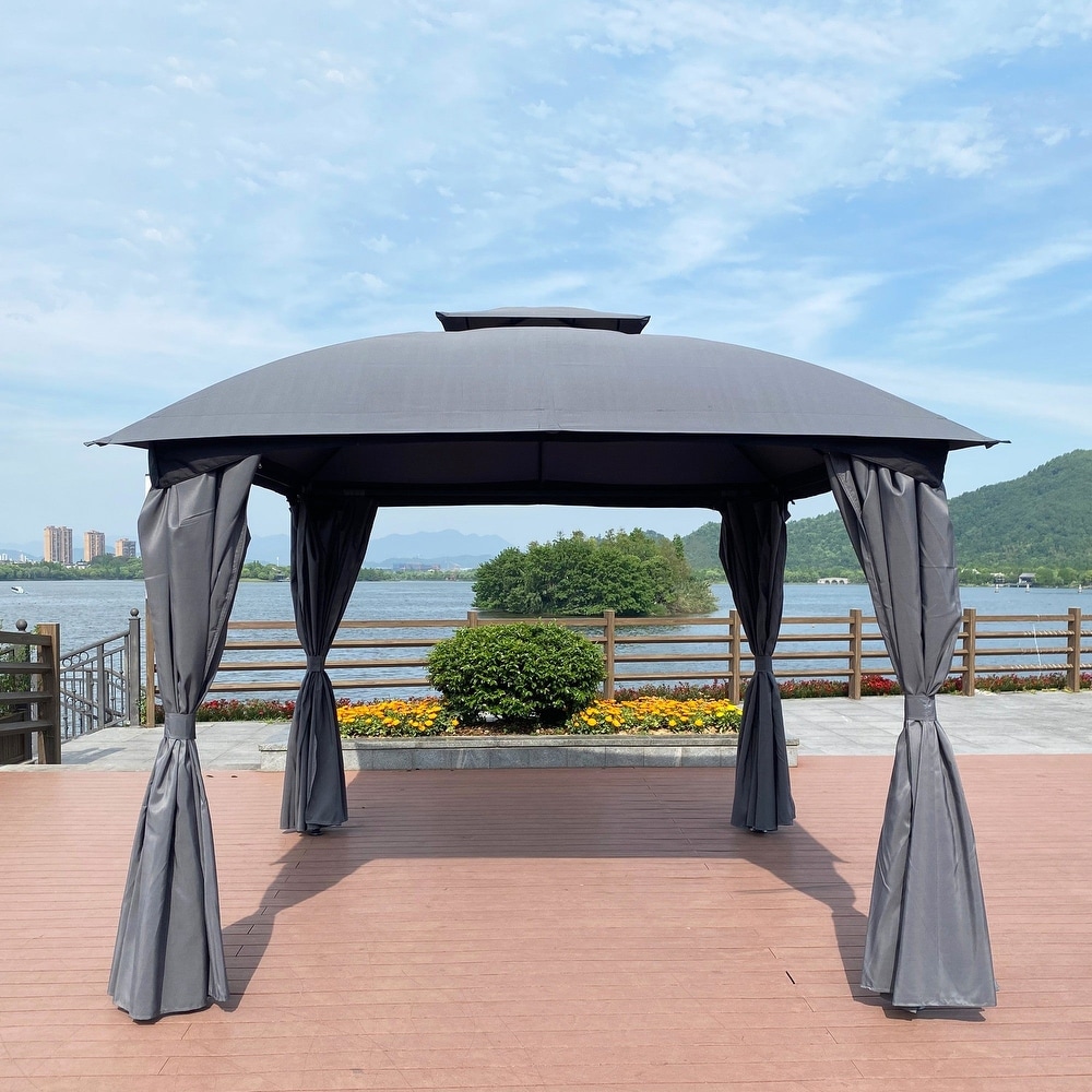 10' X 10' Steel Polyester Soft Top Outdoor Canopy Gazebo Tent