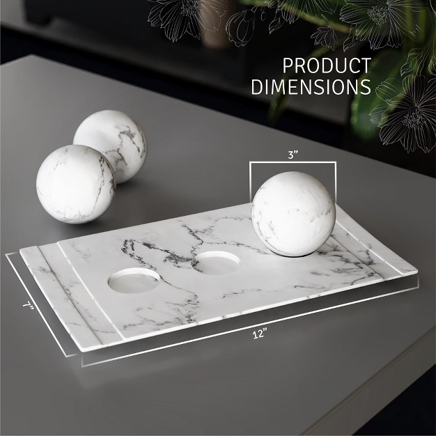 Creative Scents White Marble Home Decor Tray And Orb Set