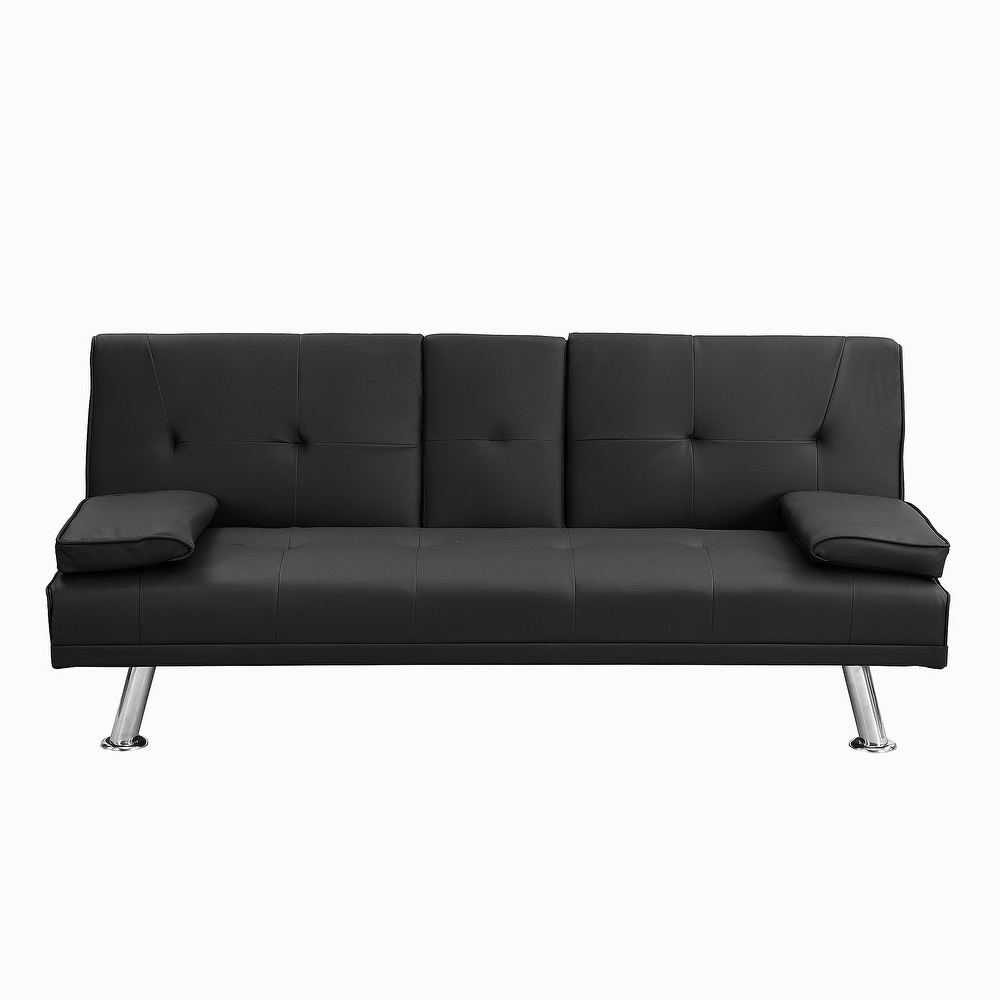 PVC Wood Sofa Bed with Armrest two holders