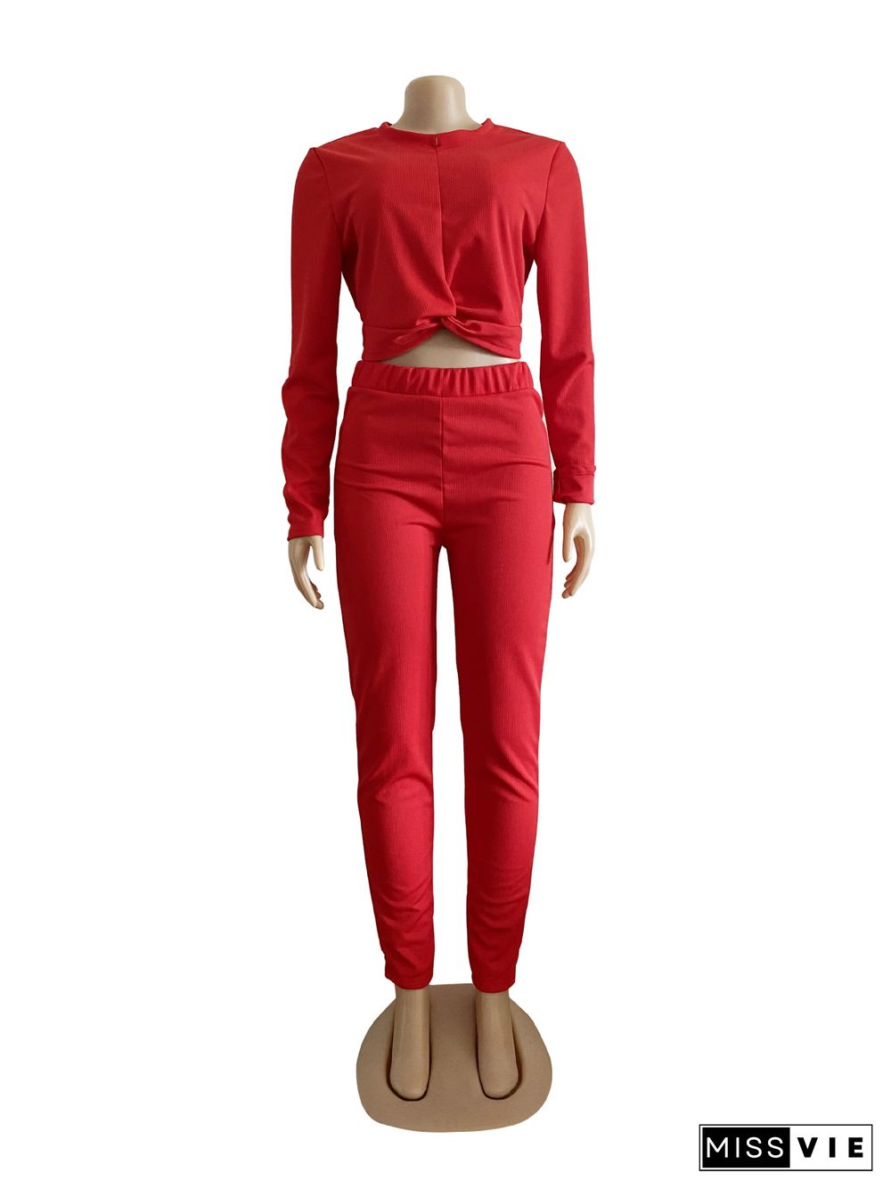 New Night Club Solid Long Sleeve Crop Top Pant Set