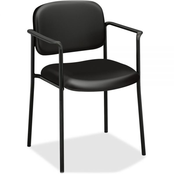 HON VL616 Stacking Guest Chair with Arms， Bonded Leather Upholstery， 23.25