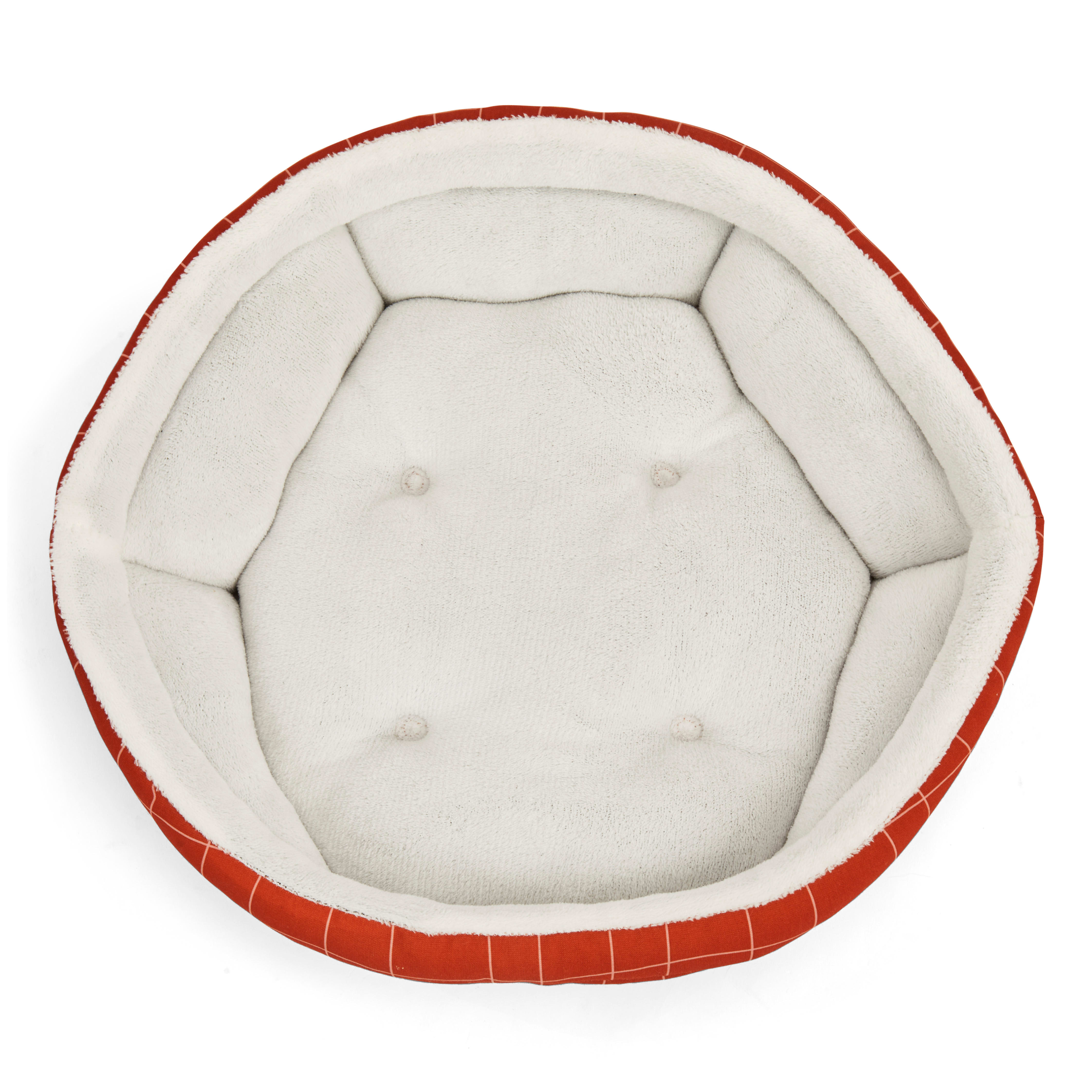 EveryYay Essentials Snooze Fest Brown Windowpane-Print Cuddler Dog Bed， 19