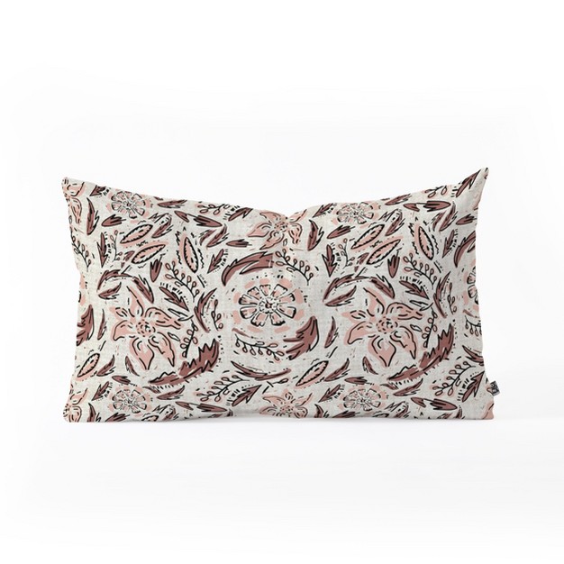 Holli Zollinger Floral Lumbar Throw Pillow Beige pink Deny Designs