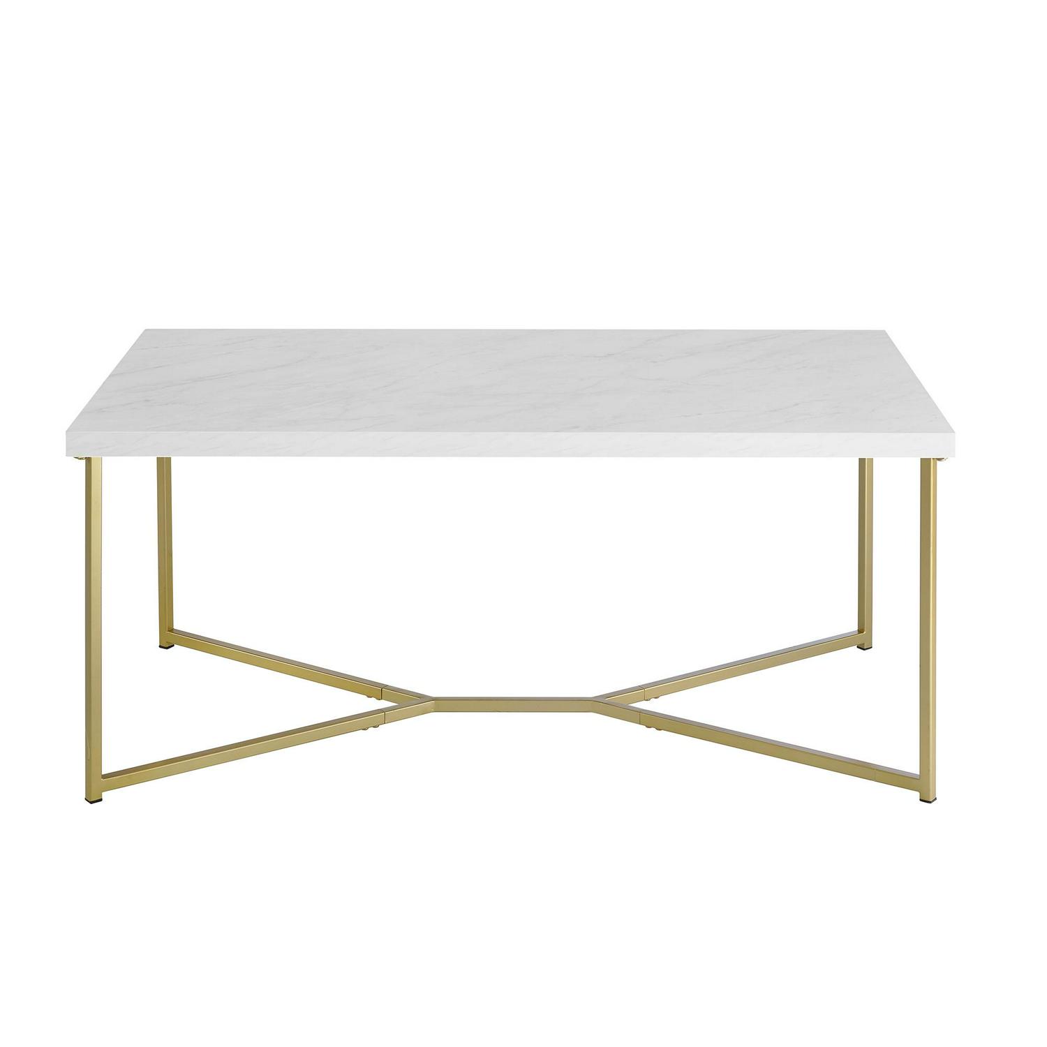 Ember Interiors Diana YLeg Coffee Table White Faux Marble