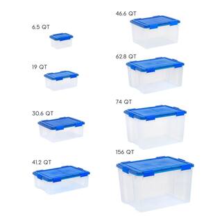 IRIS 41 Qt. WeatherPro Clear Plastic Storage Box Lid Blue 500202