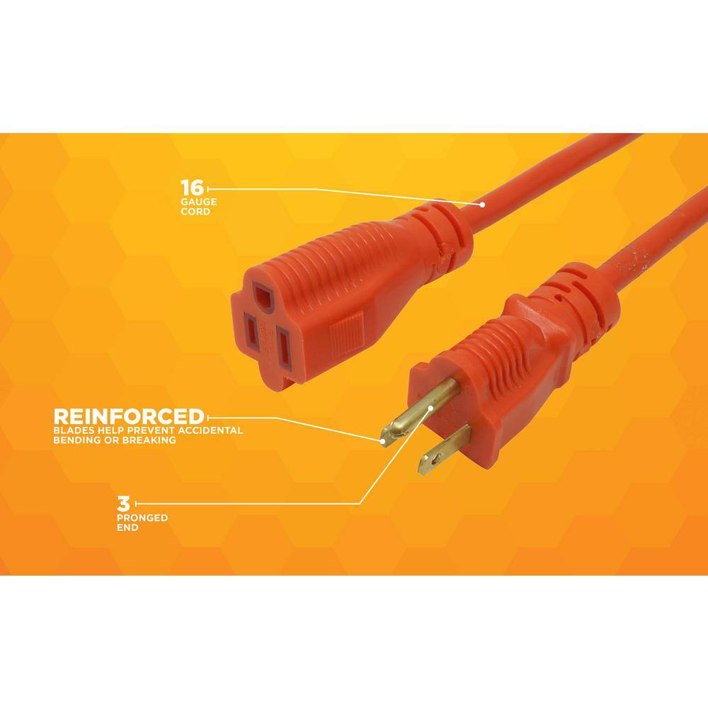 Woods 25 ft. 163 SJTW Outdoor Medium-Duty Extension Cord Orange 267