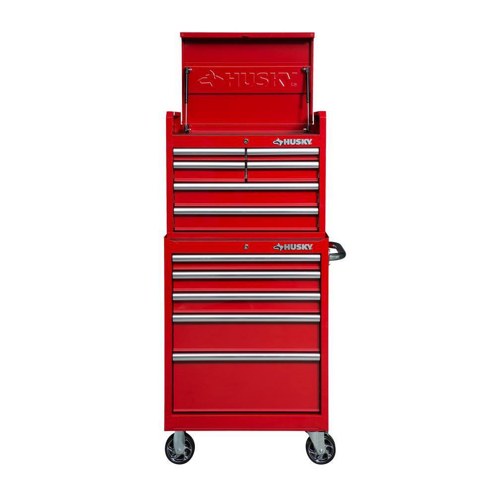 Husky 27 in. 11-Drawer Tool Chest and Cabinet Combo in Red 410-026-0111