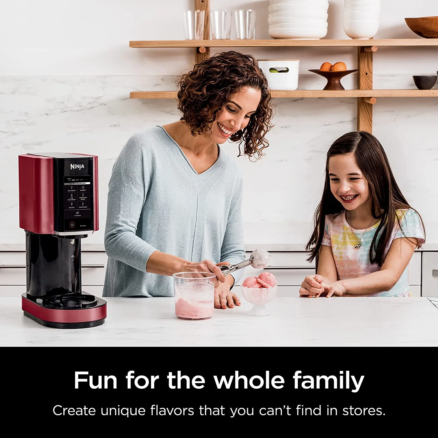 Ninja NC301 RD CREAMi， Ice Cream， Gelato， Milkshake， Sorbet， and Smoothie Bowl Maker， 7 One-Touch Programs， Red (Refurbished)