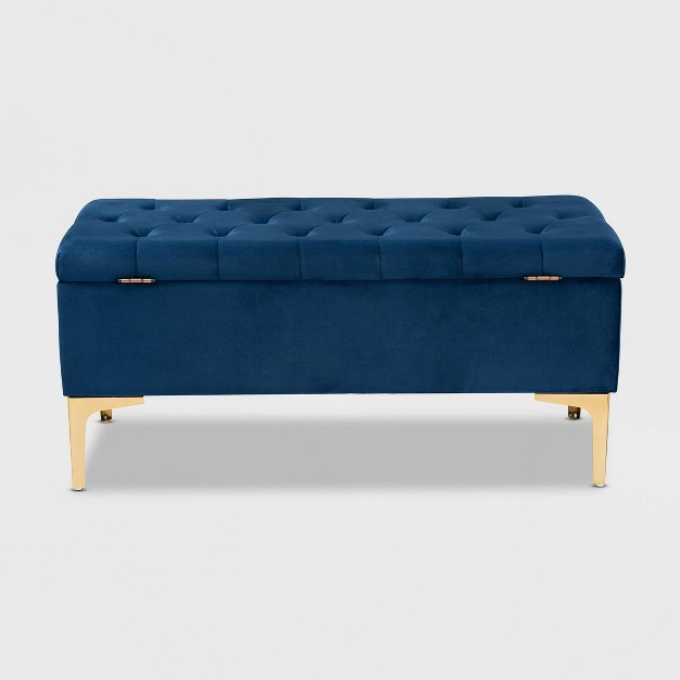 Valere Velvet Upholstered Button Tufted Storage Ottoman Baxton Studio