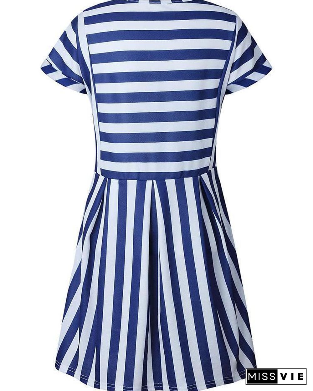 Striped Short Sleeve Casual Tunic Dress P15597