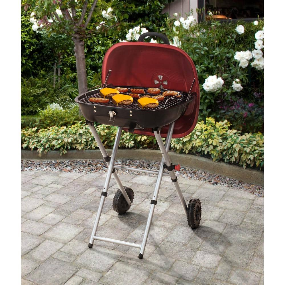 PRIVATE BRAND UNBRANDED Portable Charcoal Grill in Red with Charcoal Tray and Grate 110702001