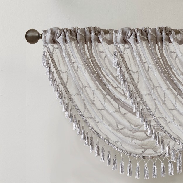 Clarissa Diamond Sheer Embroidered Waterfall Valance