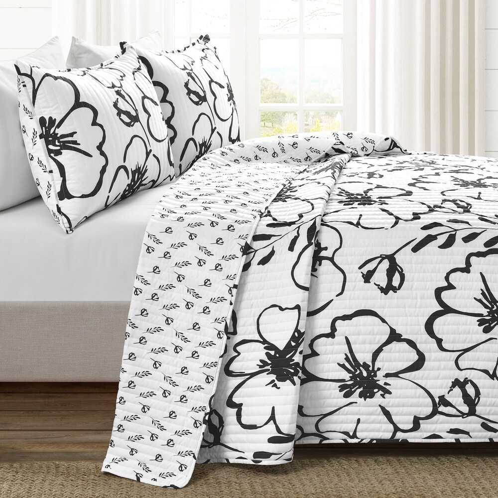 Lush Decor Scandinavian Floral 3 Piece Quilt Set