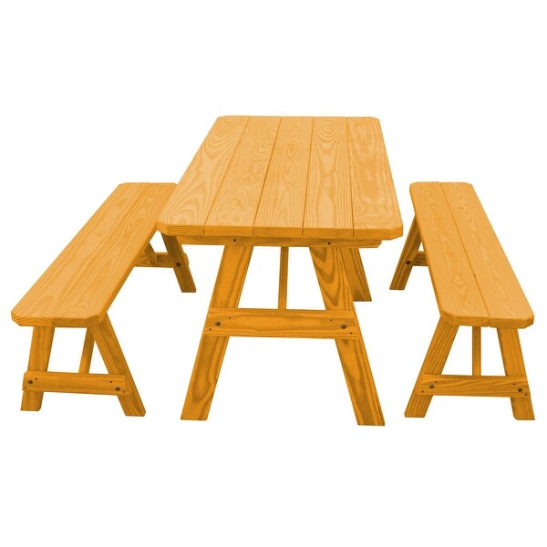 Pine 5' Traditional Picnic Table with 2 Benches