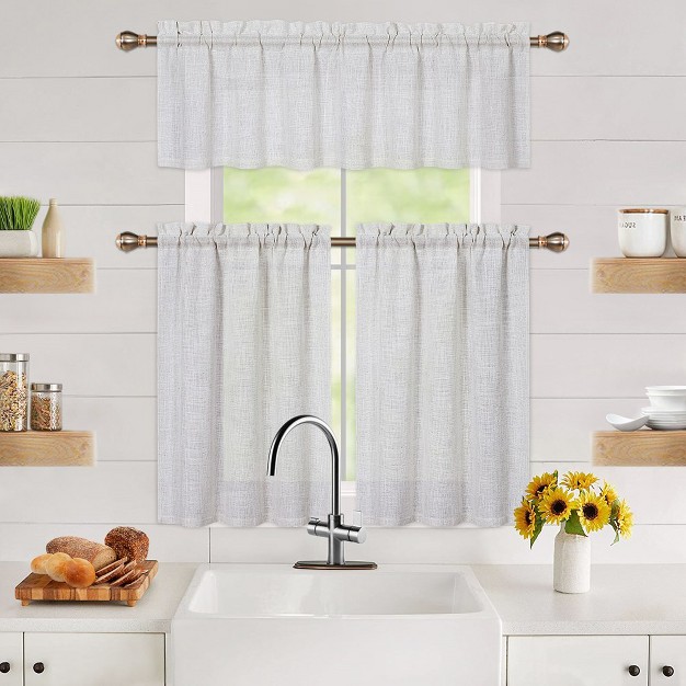 Trinity Linen Blend Short Kitchen Curtains For Small Windows