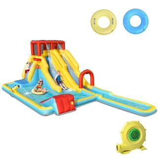 Costway Inflatable Dual Slide Water Park Climbing Bouncer Bounce House with 735-Watt Blower OP70963