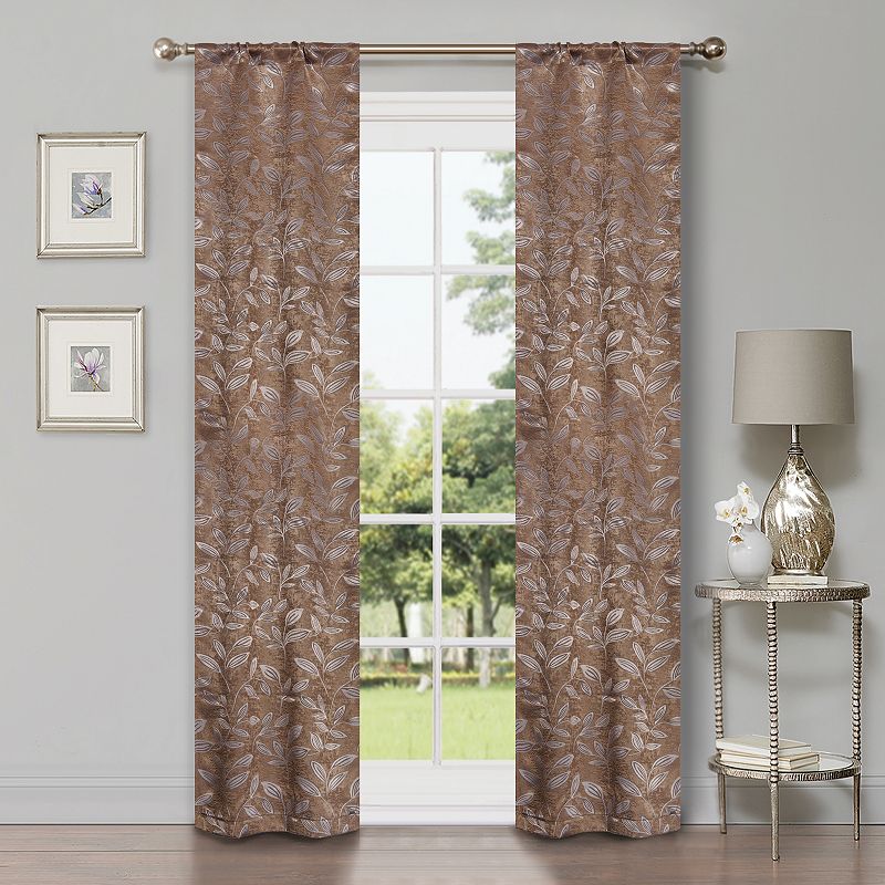 Superior Bohemian Leaves Insulated Thermal Blackout Rod Pocket Curtain Set