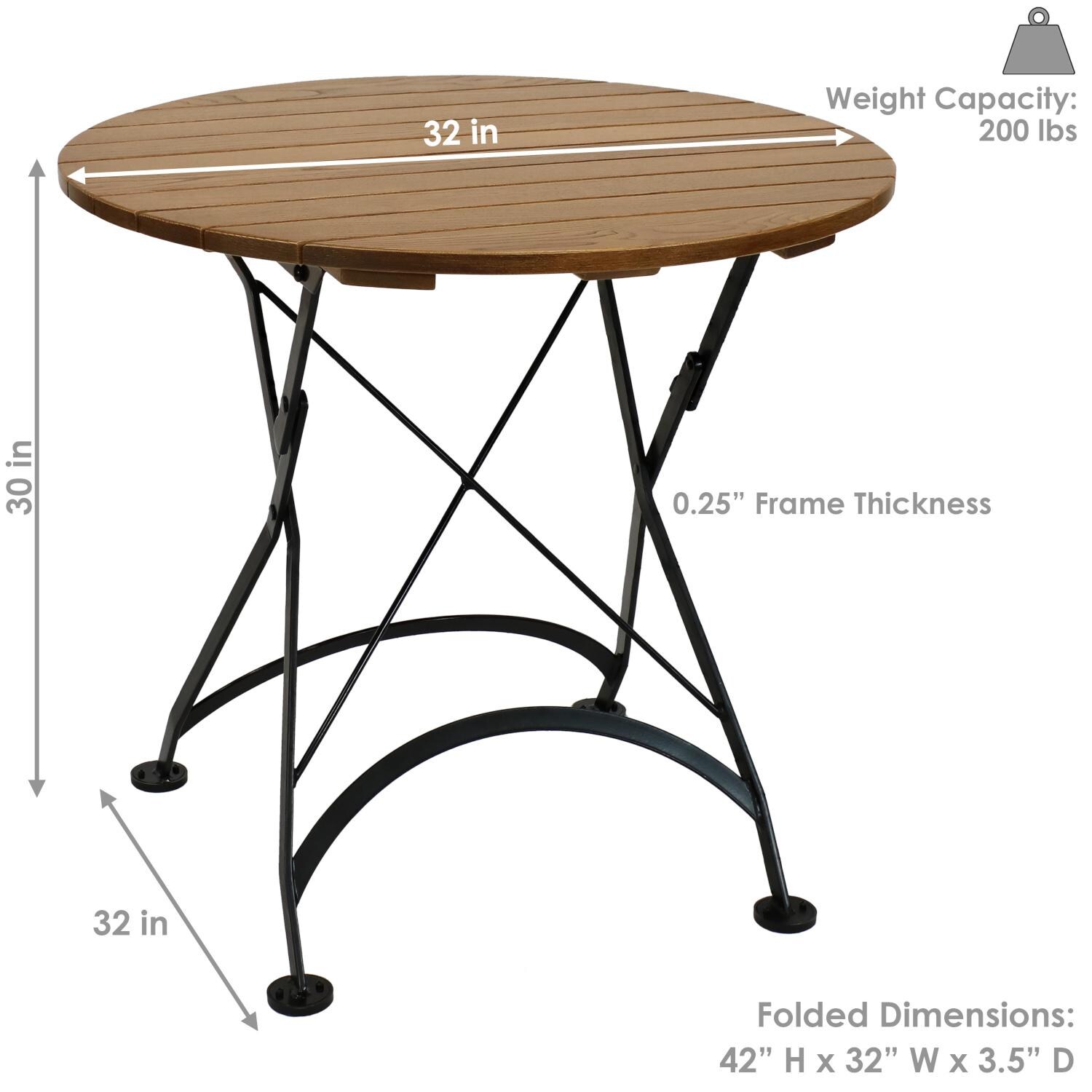 Ultimate Patio 32-Inch European Chestnut Wood Folding Round Bistro Table