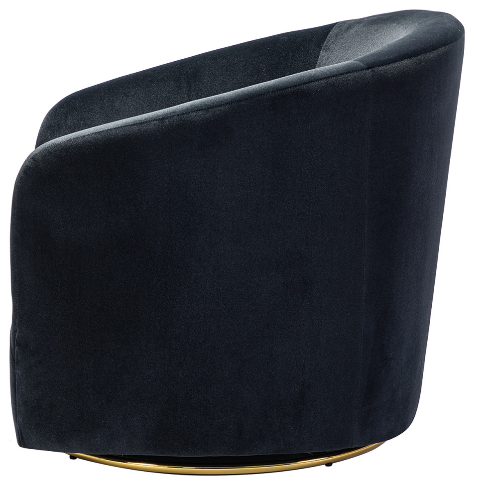 Upholstered Accent Comfy Swivel Chair With Metal Base   Contemporary   Armchairs And Accent Chairs   by Karat Home  Houzz