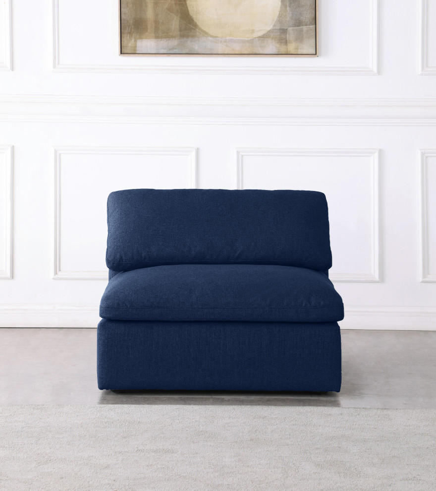 Serene Linen Textured Fabric Deluxe Comfort Modular Armless Chair   Contemporary   Armchairs And Accent Chairs   by Meridian Furniture  Houzz