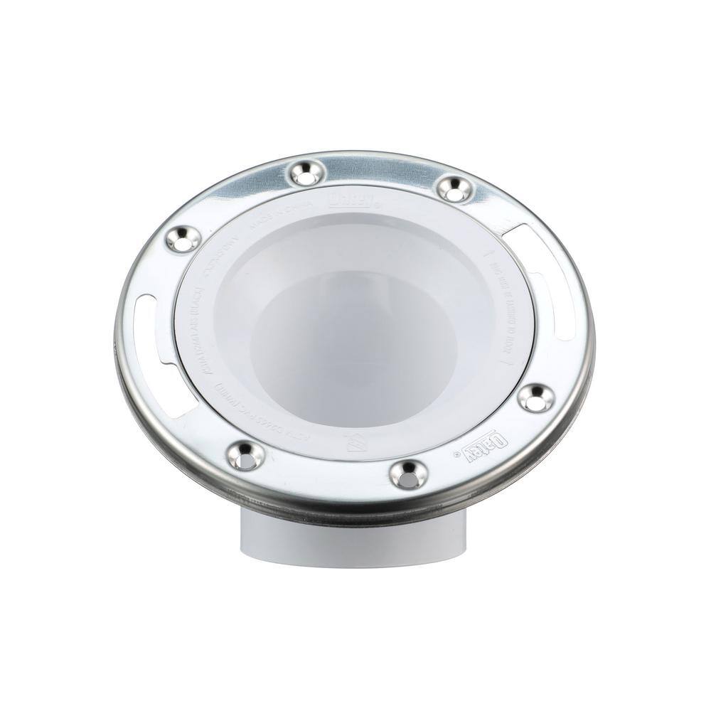 Oatey 3 in. PVC Open Spigot Toilet Flange with 45 Deg. Angle and Stainless Steel Ring 436652