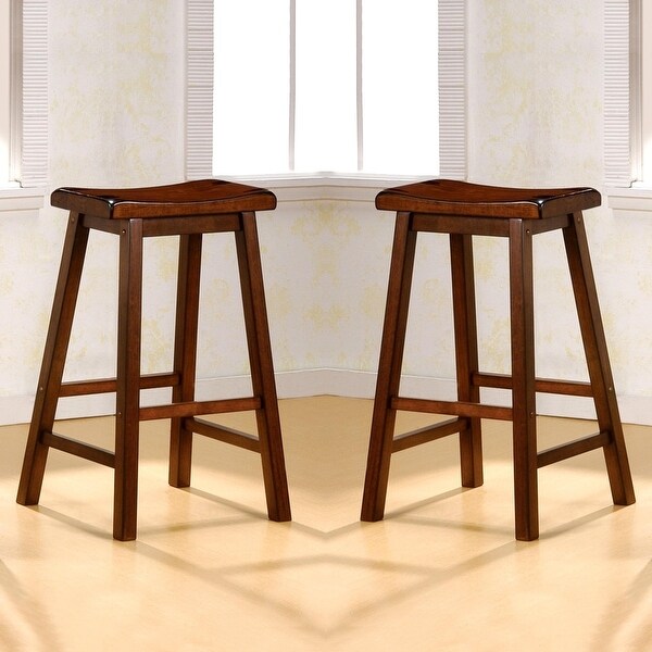 Saddle Design Chestnut Stools (Set of 2)