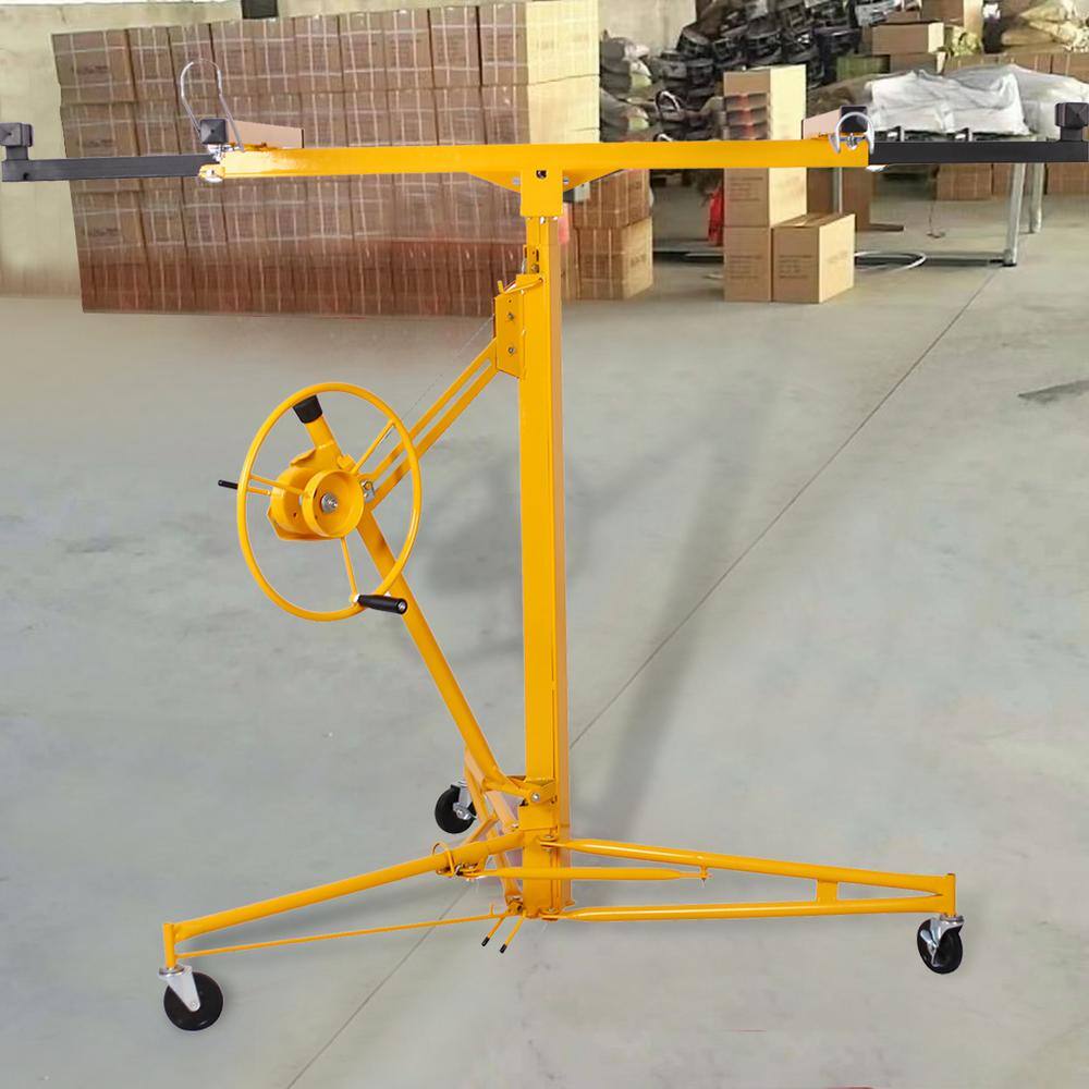 Amucolo 16 ft. Yellow Drywall Panel Hoist Drywall Lift Rolling Panel Hoist Jack Lifter YeaD-CYD0-BZ7X