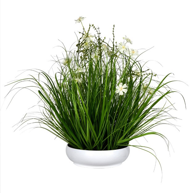 Vickerman Artificial Cream Potted Artificial Cosmos And Grass