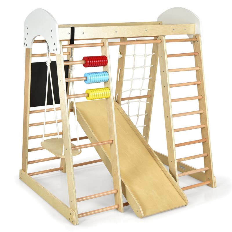 Canada Only - 8-in-1 Kids Wooden Climber Playset with Slide