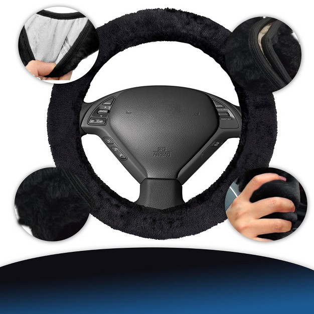 Zone Tech Fluffy Sheepskin Steering Wheel Cover