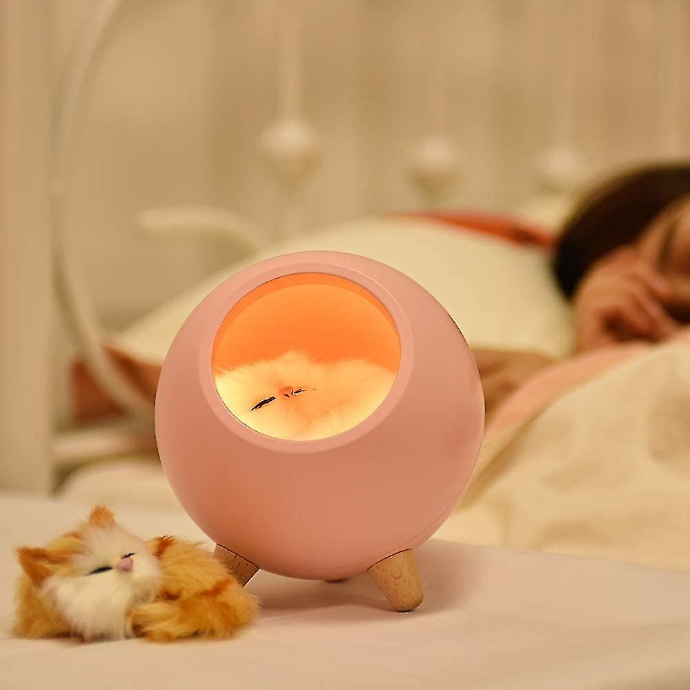 Children Night Light Cat Lamp Simple Cat Pet House Table Lamp Dual Power Usb Charging Touch