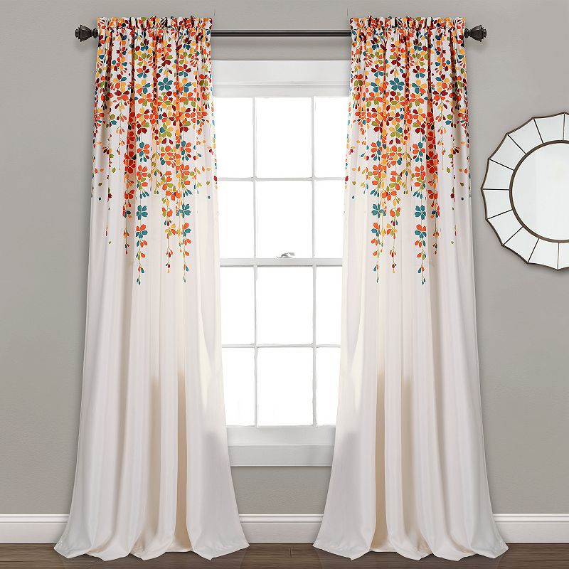 Half Moon 2 Weeping Flowers Window Curtain Panels