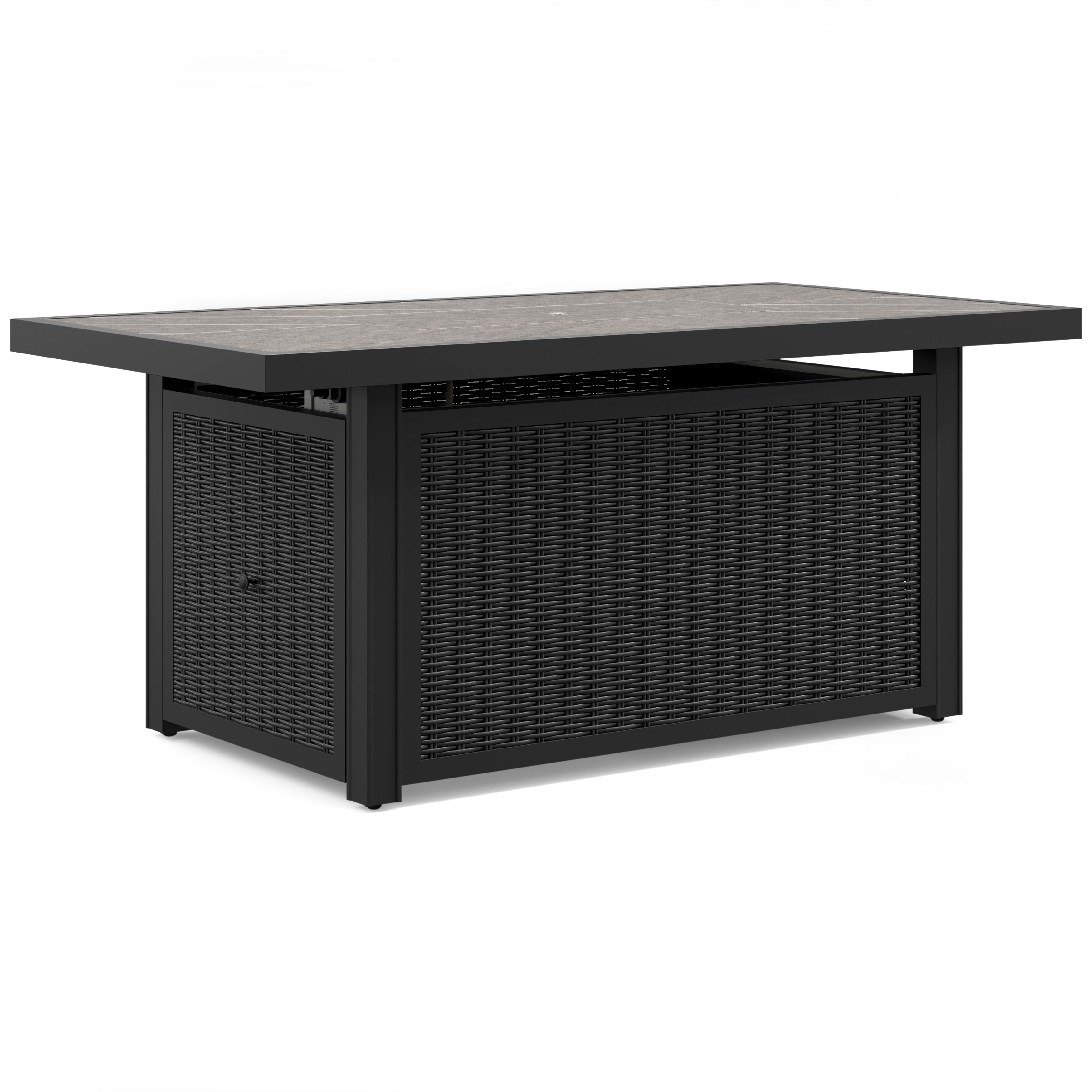 Fire Island Outdoor 58 Black Firepit Table - NEW