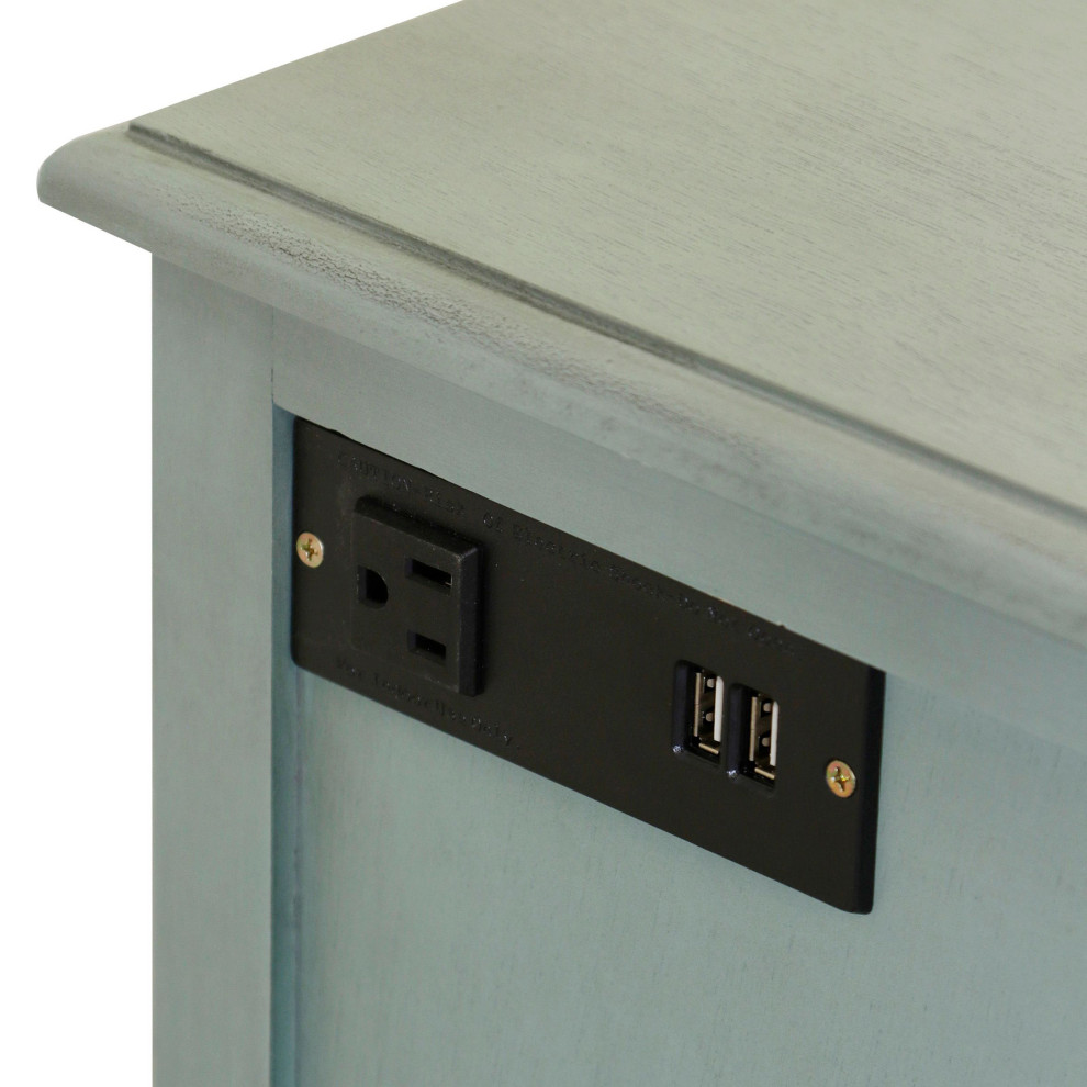 Aged Seafoam Side Table With Drawer and Cabinet   Transitional   Side Tables And End Tables   by StyleCraft  Houzz