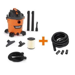 RIDGID 12 Gallon 5.0 Peak HP NXT WetDry Shop Vacuum with Filter Hose Accessories and Additional 20 ft. Tug-A-Long Hose HD1200B