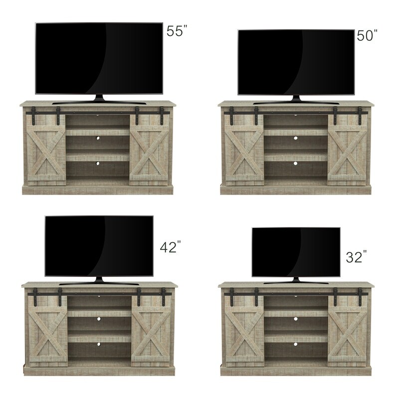 Wood Sliding Barn Door TV Stand Media Console Cabinet for 65 inch TV