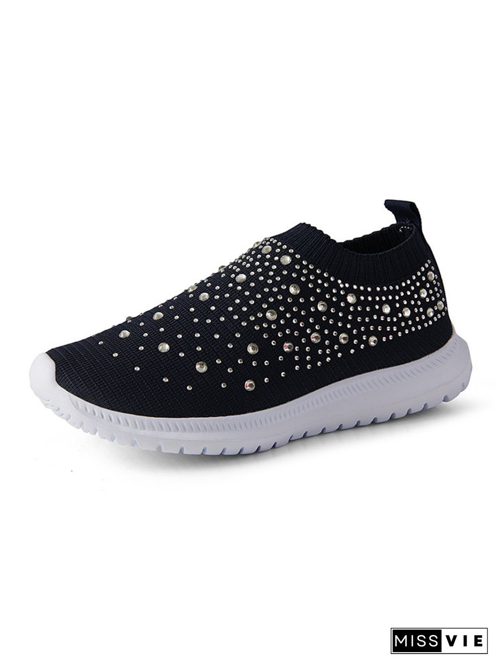 Rhinestone Design Portable Overfoot Lightweight Flyknit Sneakers