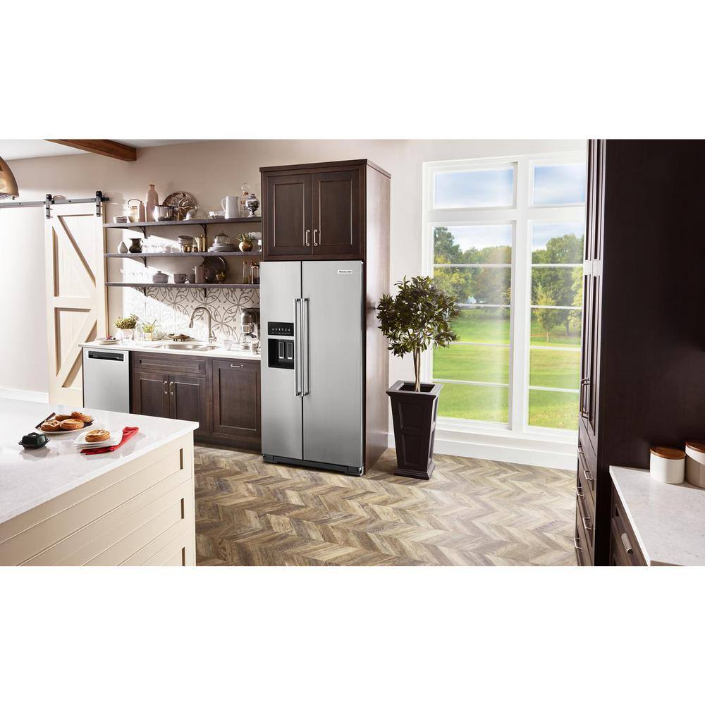 KitchenAid 19.8 cu. ft. Side by Side Refrigerator in Stainless Steel with PrintShield Finish Counter Depth KRSC700HPS