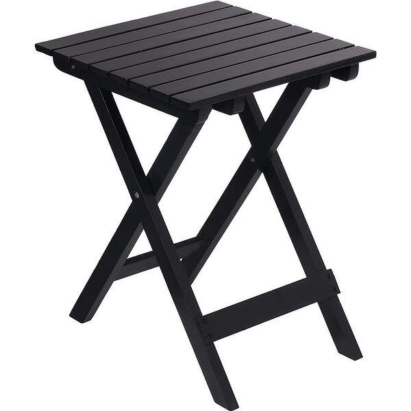 Outdoor Wooden Folding Square Side Table，Portable Lounge End Table