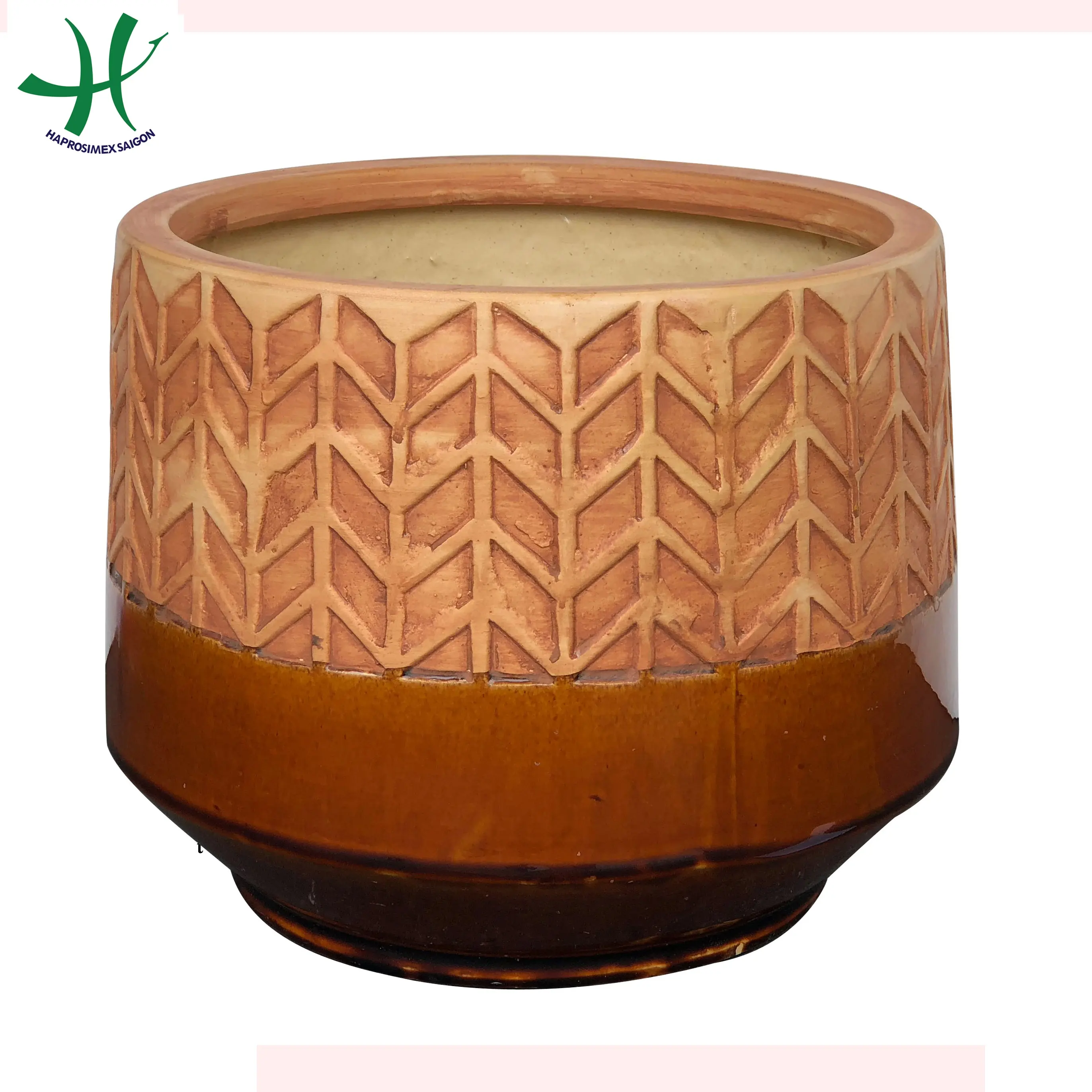 Round Ceramic Planter Flower pot with new new designs and multi colors  set of 4 ( HG 15 1146/4)