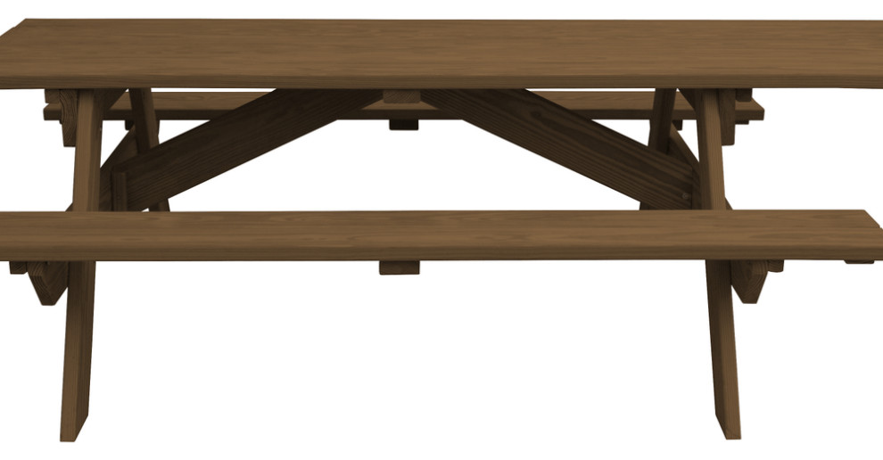 Wood Brown Solid Wood Outdoor Picnic Table   Outdoor Dining Tables   by HomeRoots  Houzz