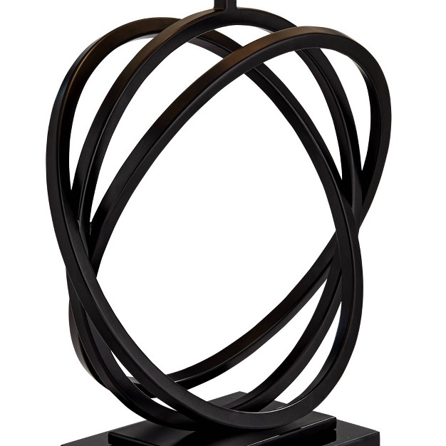 Tall Sculptural Black Metal Ring Double Shade Bedroom Living Room Bedside Nightstand