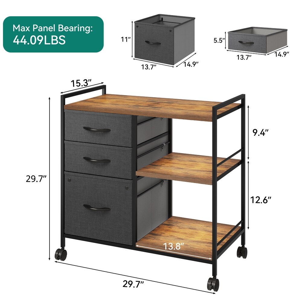 Modern 3 Drawer File Cabinet with 3 Shelves