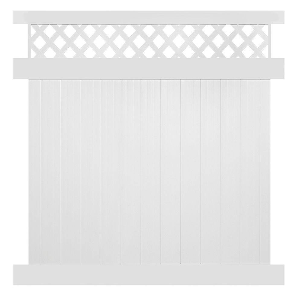 Weatherables Ashton 7 ft. H x 8 ft. W White Vinyl Privacy Fence Panel Kit PWPR-LAT-7X8