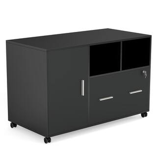 BYBLIGHT Atencio Black Mobile File-Cabinet with Lock and Drawer BB-C0299XF