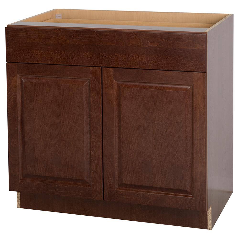 Hampton Bay Benton Assembled 36x34.5x24 in. Base Cabinet with Soft Close Full Extension Drawer in Amber BT3635B-RC