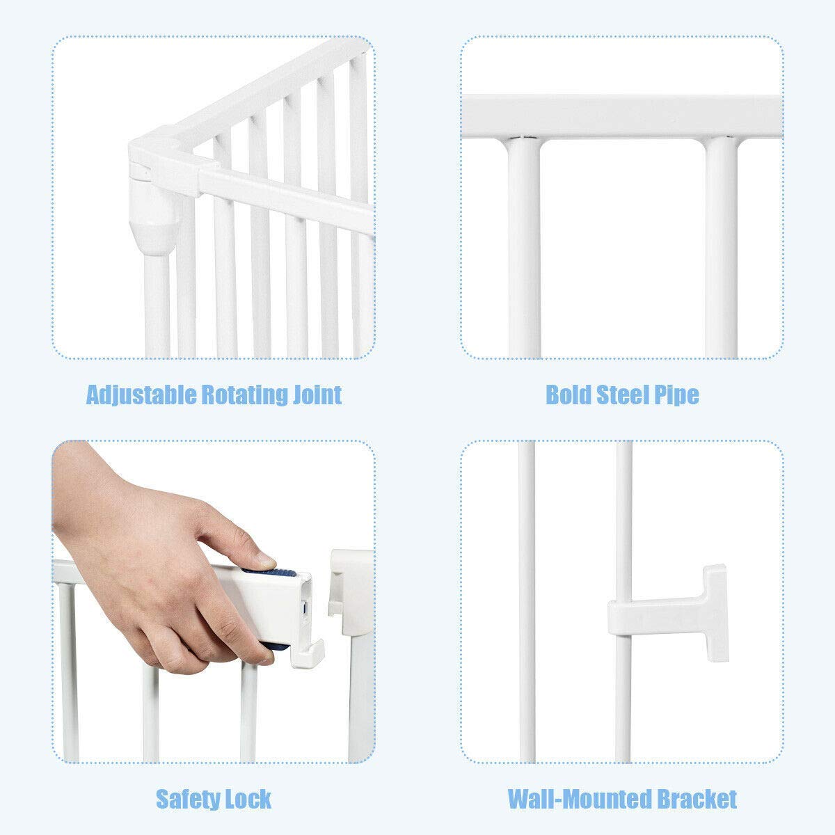 Costzon Baby Safety Gate, 6 / 8-Panel Fireplace Fence