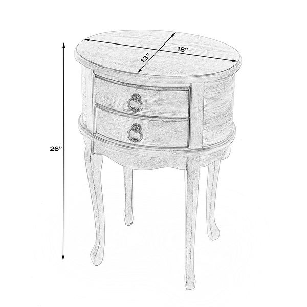 Offex Whitley Powder Gray Oval Side Table with 2 Drawers - 18