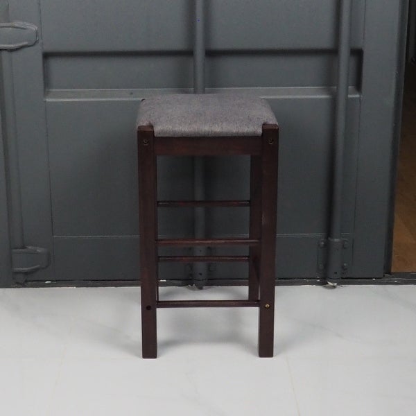 Matthis 25 in. Backless Wood Frame Bar Stool with Fabric Seat (Set of 2) - 14