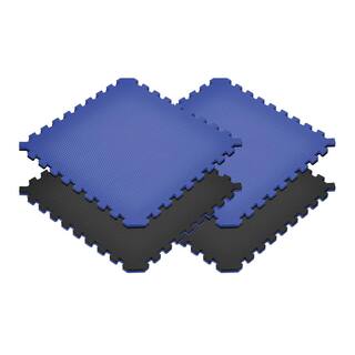 Norsk BlackBlue 24 in. x 24 in. x 0.79 in. Foam Interlocking Reversible Floor Mat (4-Pack) 240179